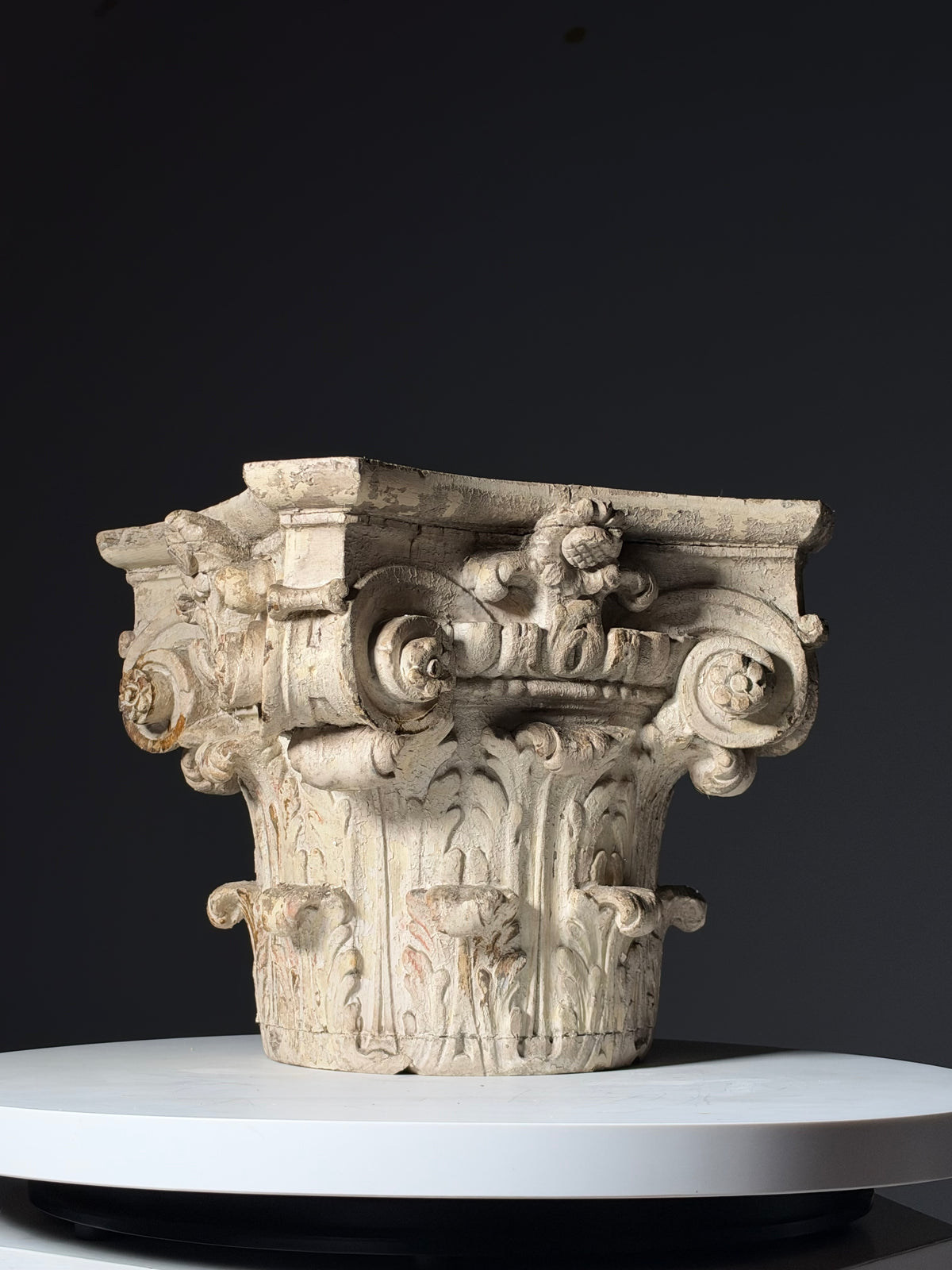 18th century oak capital set of 2