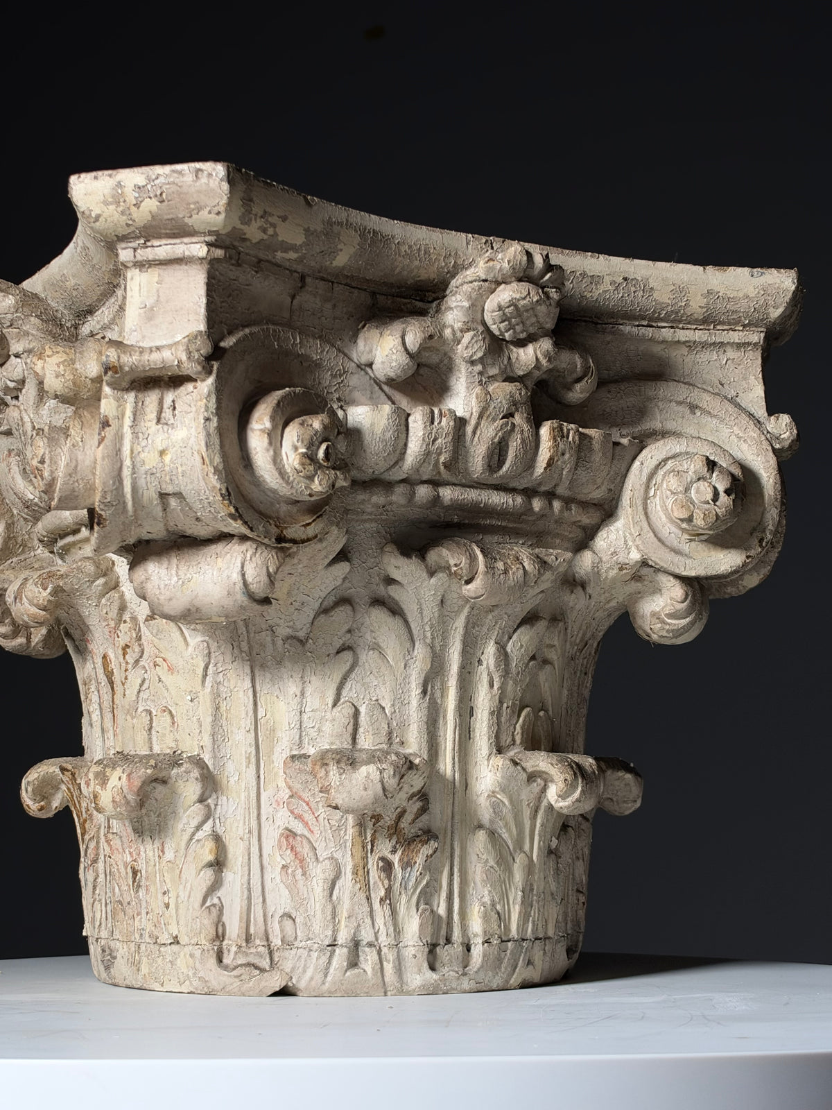 18th century oak capital set of 2