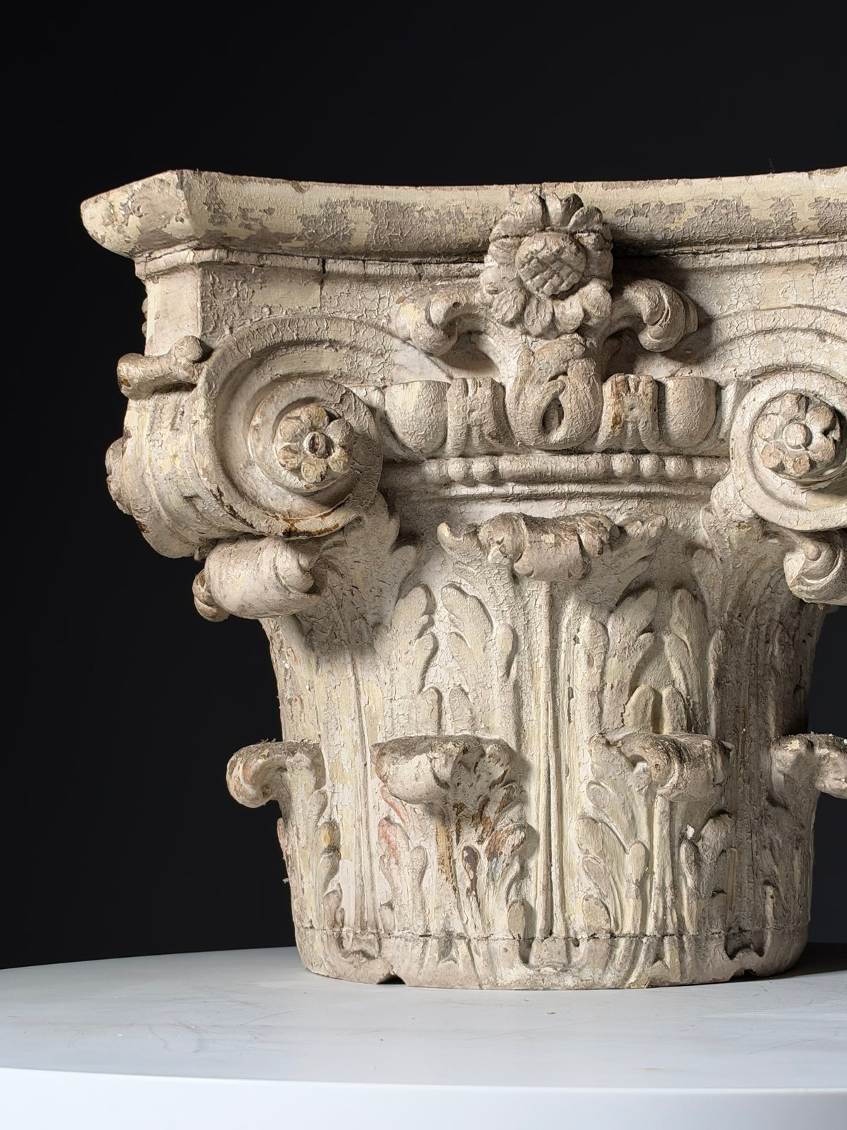 18th century oak capital set of 2