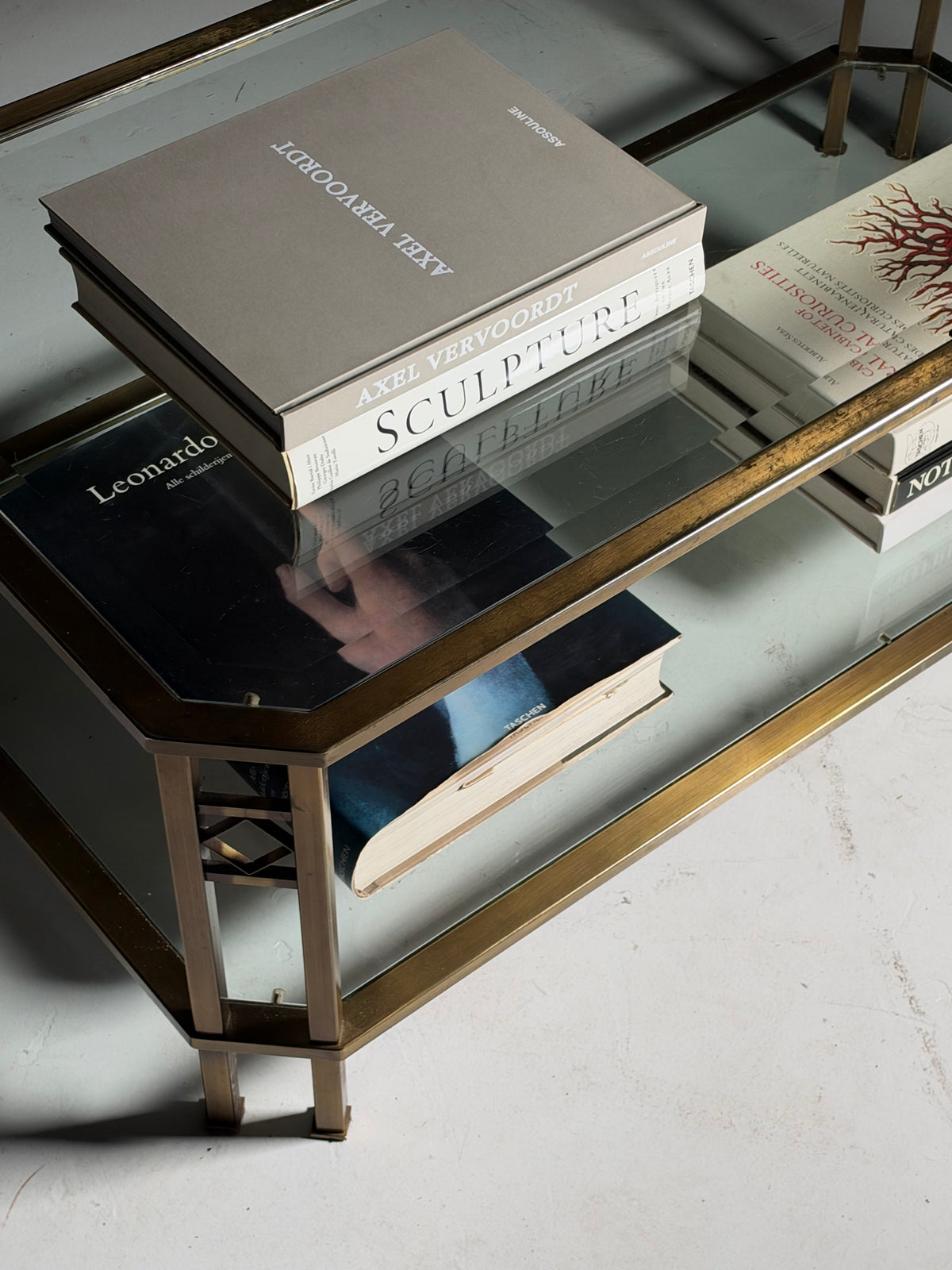 Metal and glass coffee table