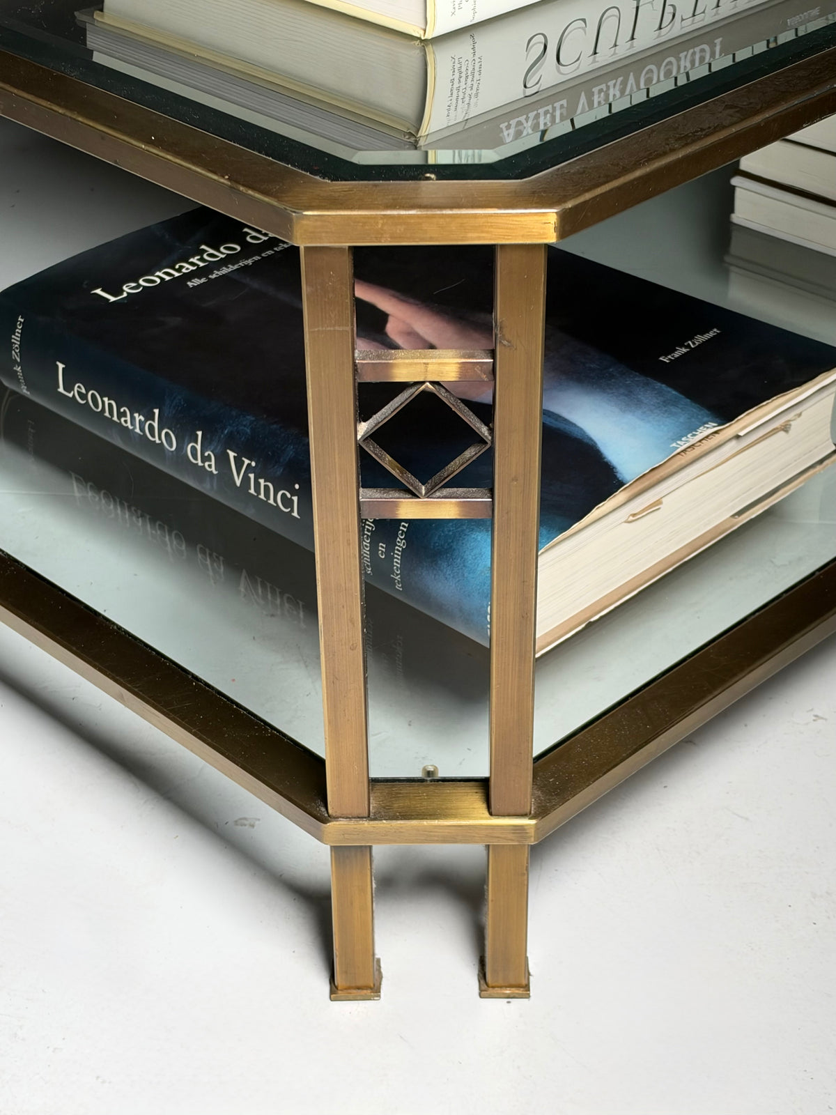 Metal and glass coffee table