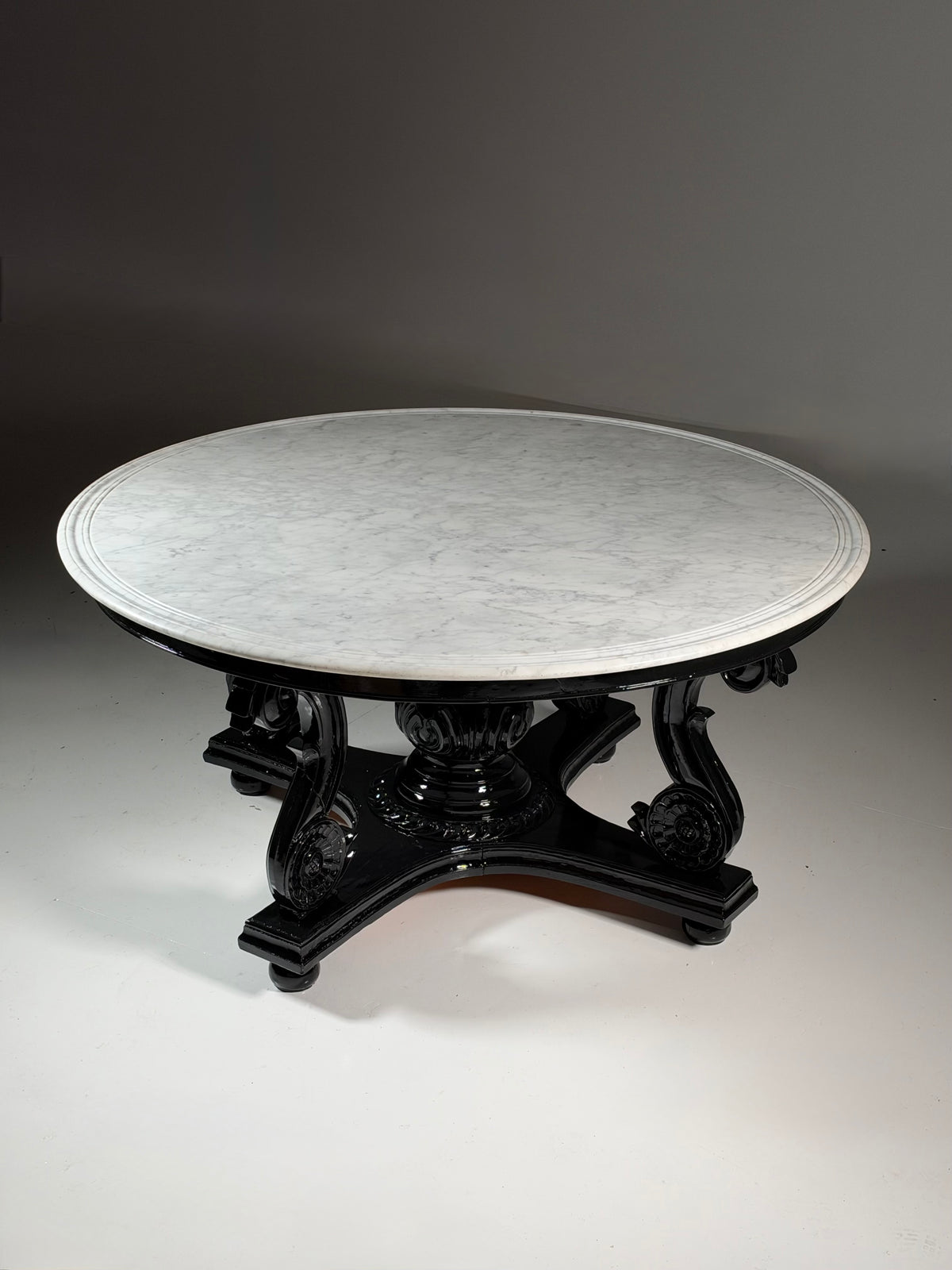 Teak centre table, 150 cm, marble