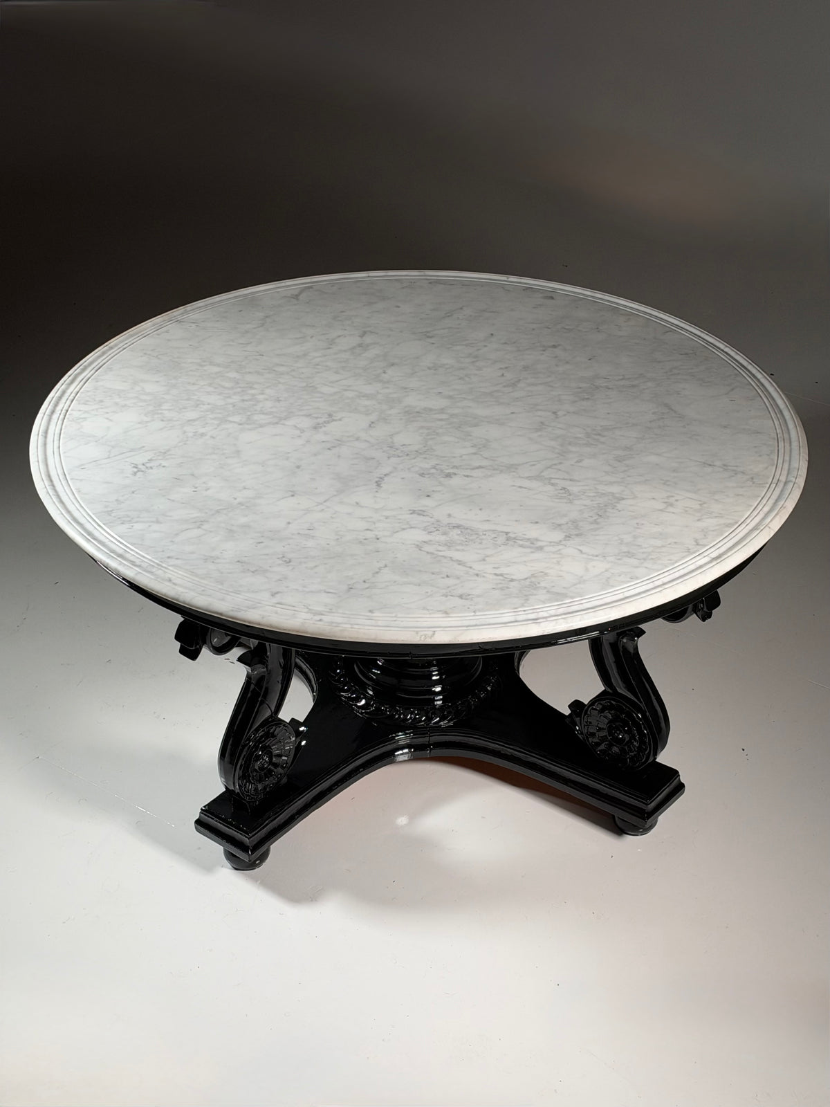 Teak centre table, 150 cm, marble