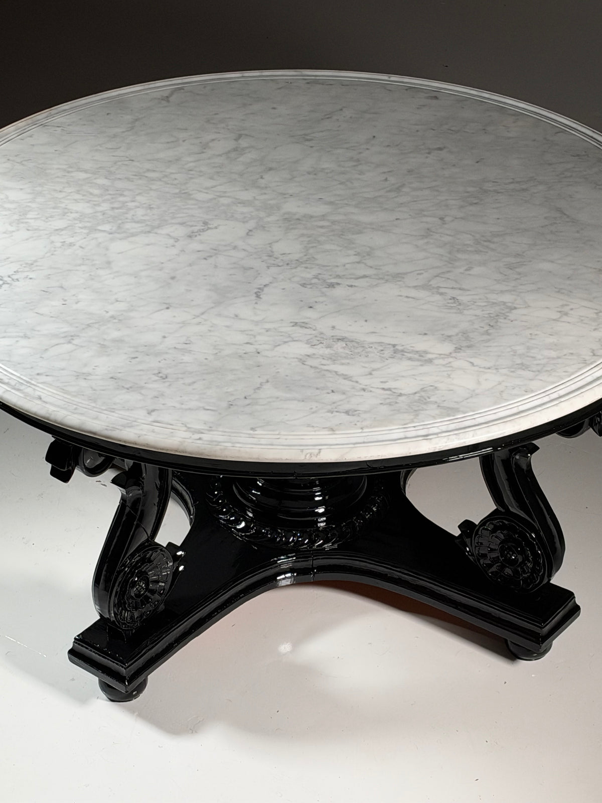 Teak centre table, 150 cm, marble