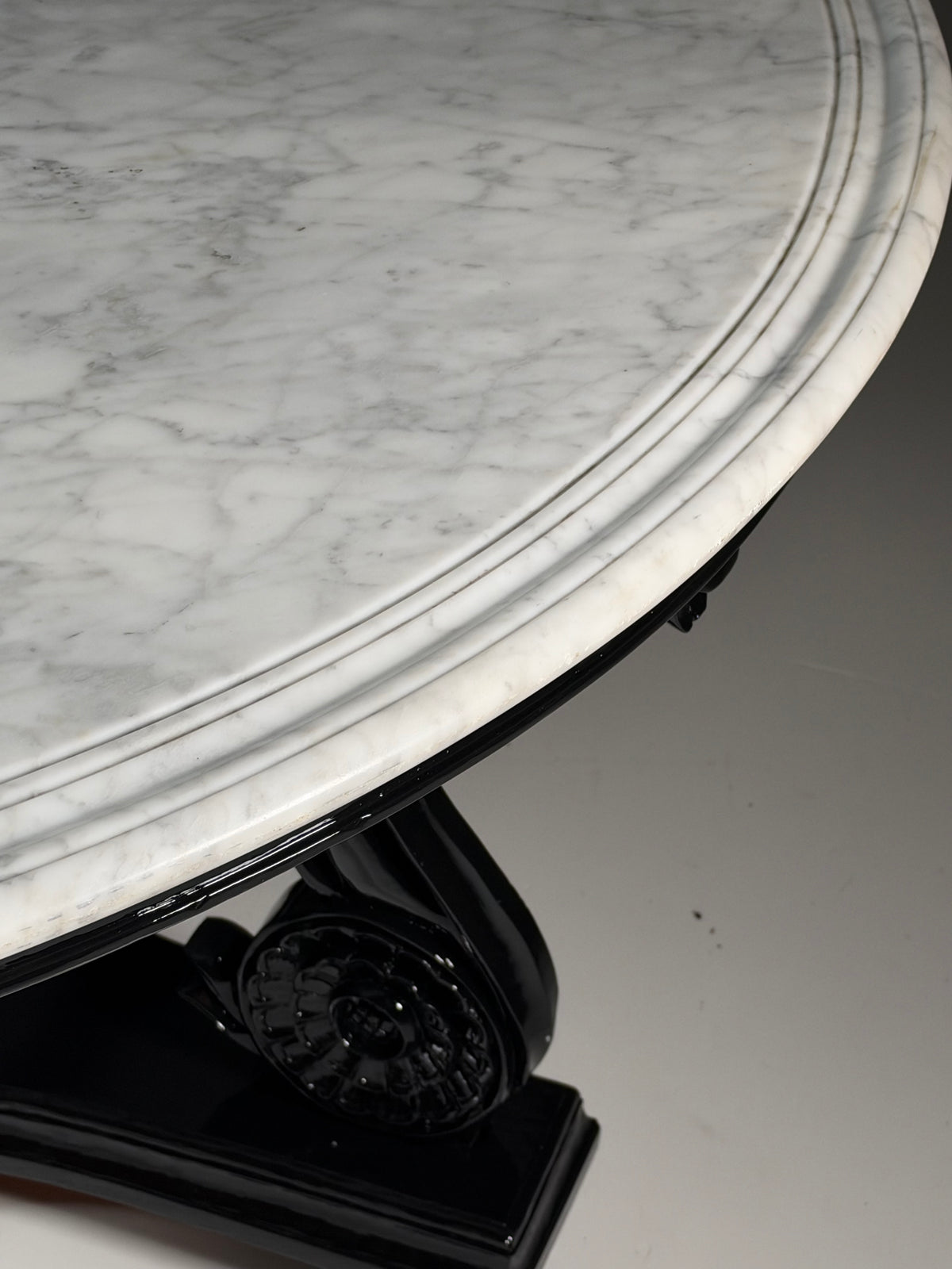 Teak centre table, 150 cm, marble