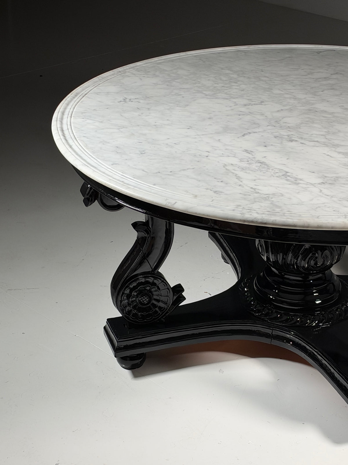 Teak centre table, 150 cm, marble