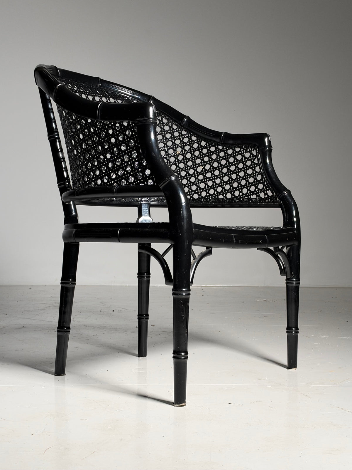 Set of 6 black faux bamboo chairs