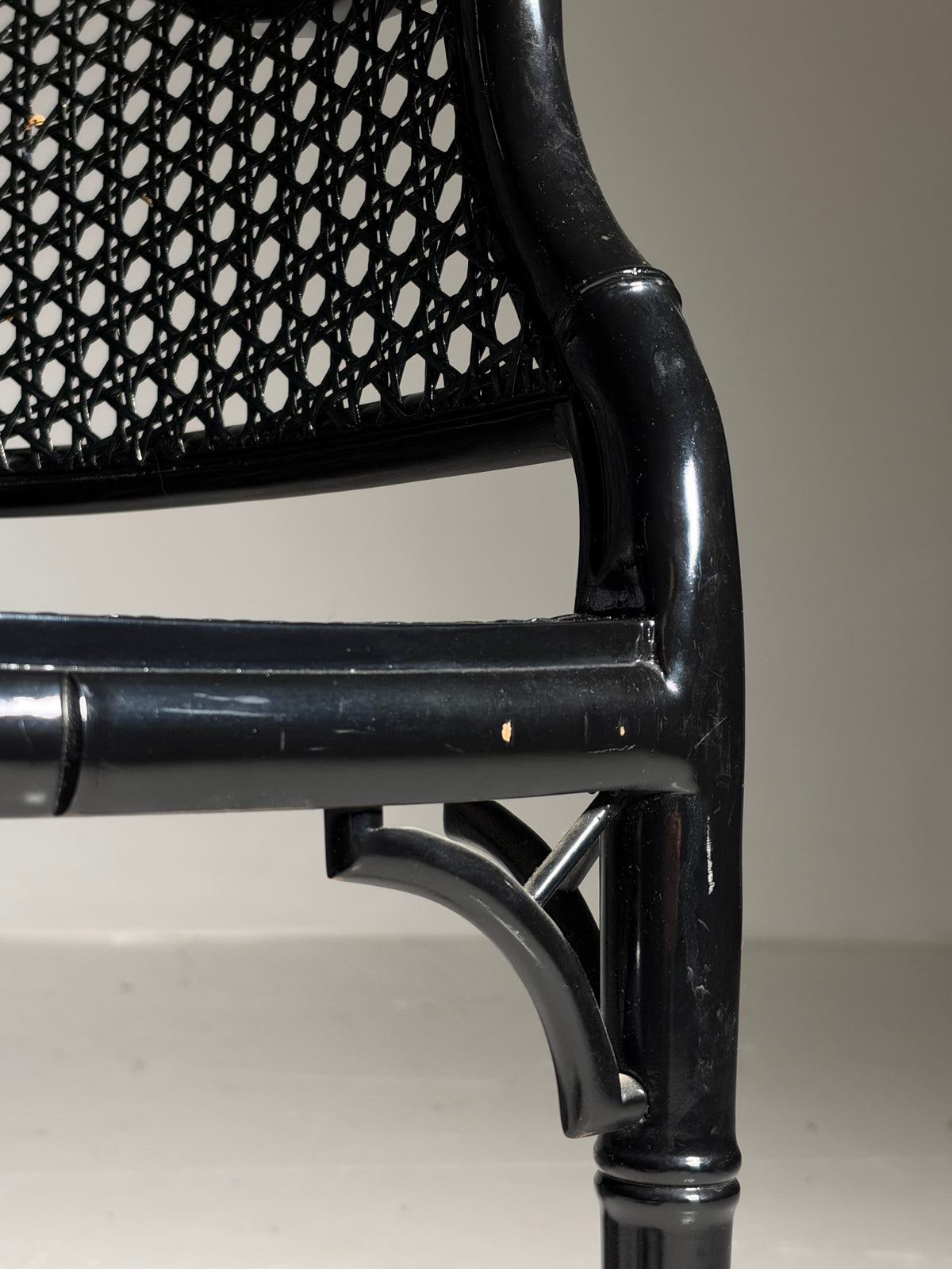 Set of 6 black faux bamboo chairs