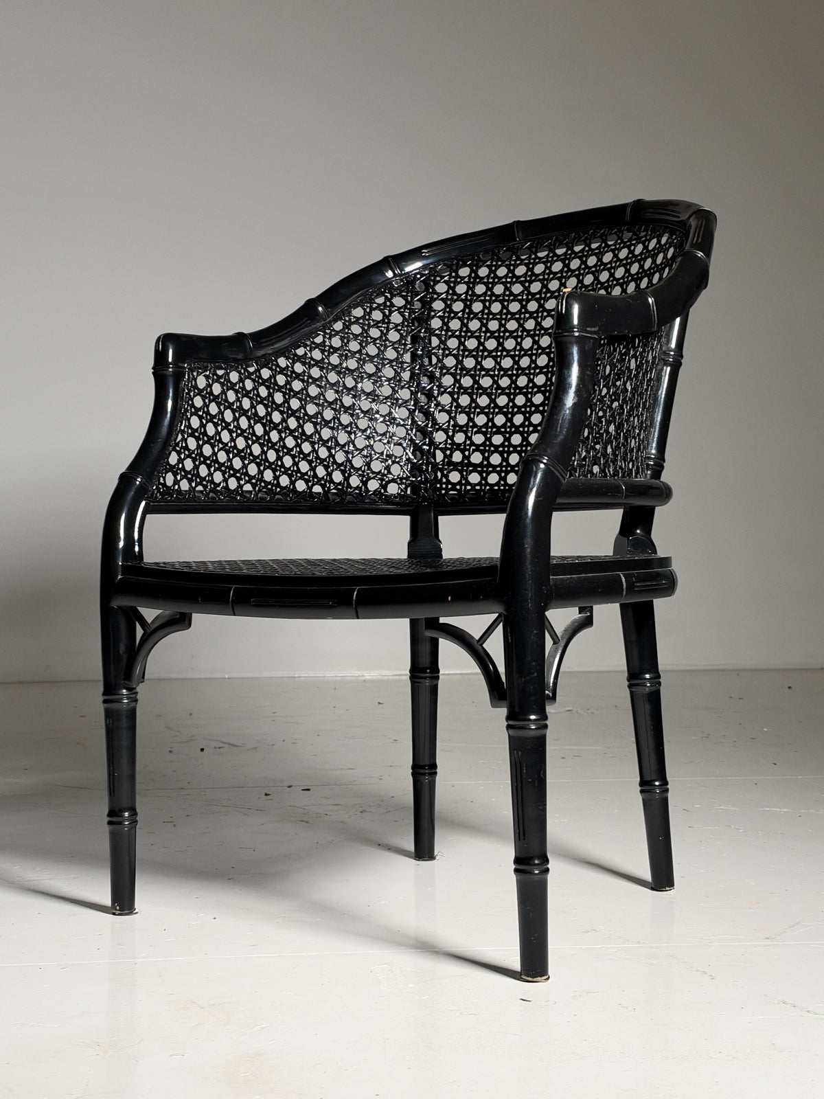 Set of 6 black faux bamboo chairs