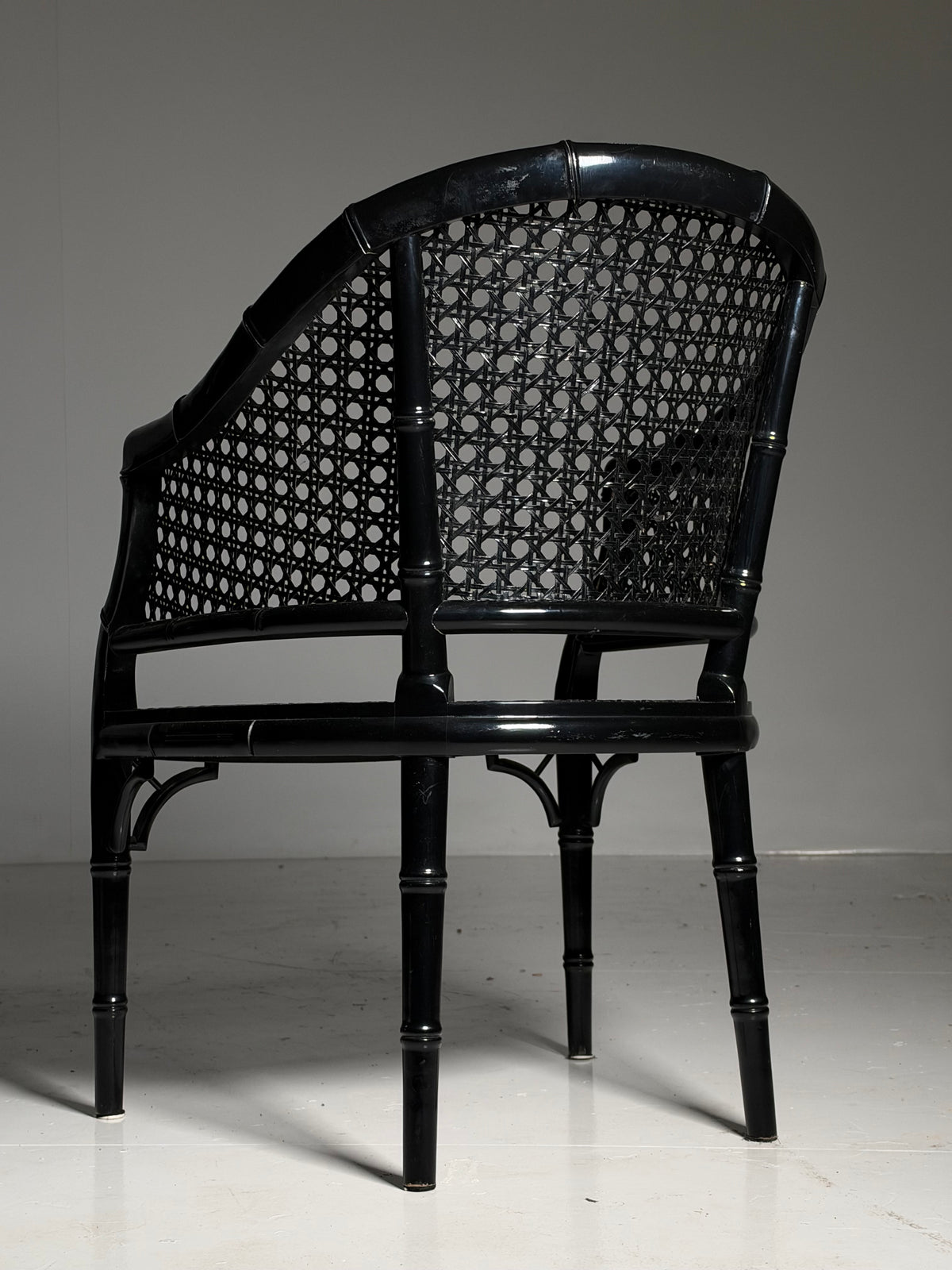 Set of 6 black faux bamboo chairs