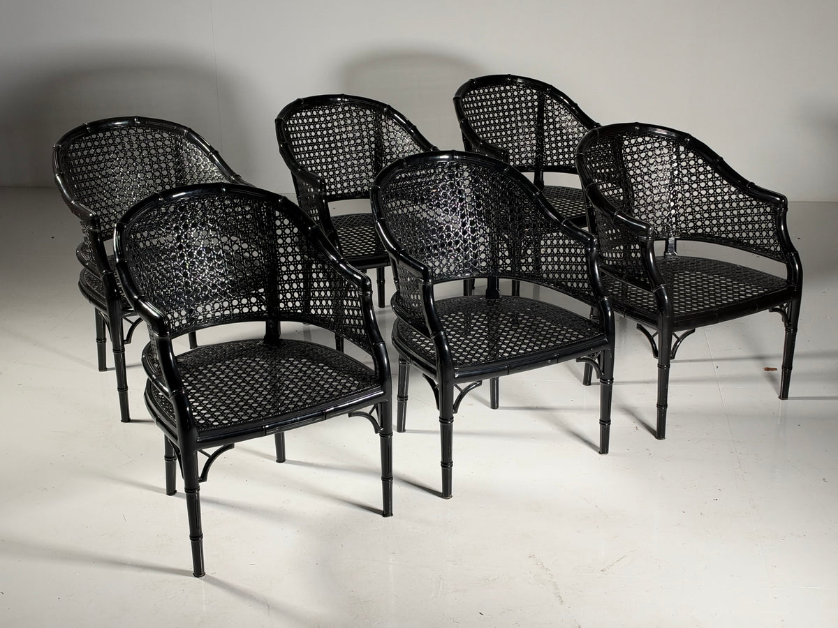 Set of 6 black faux bamboo chairs