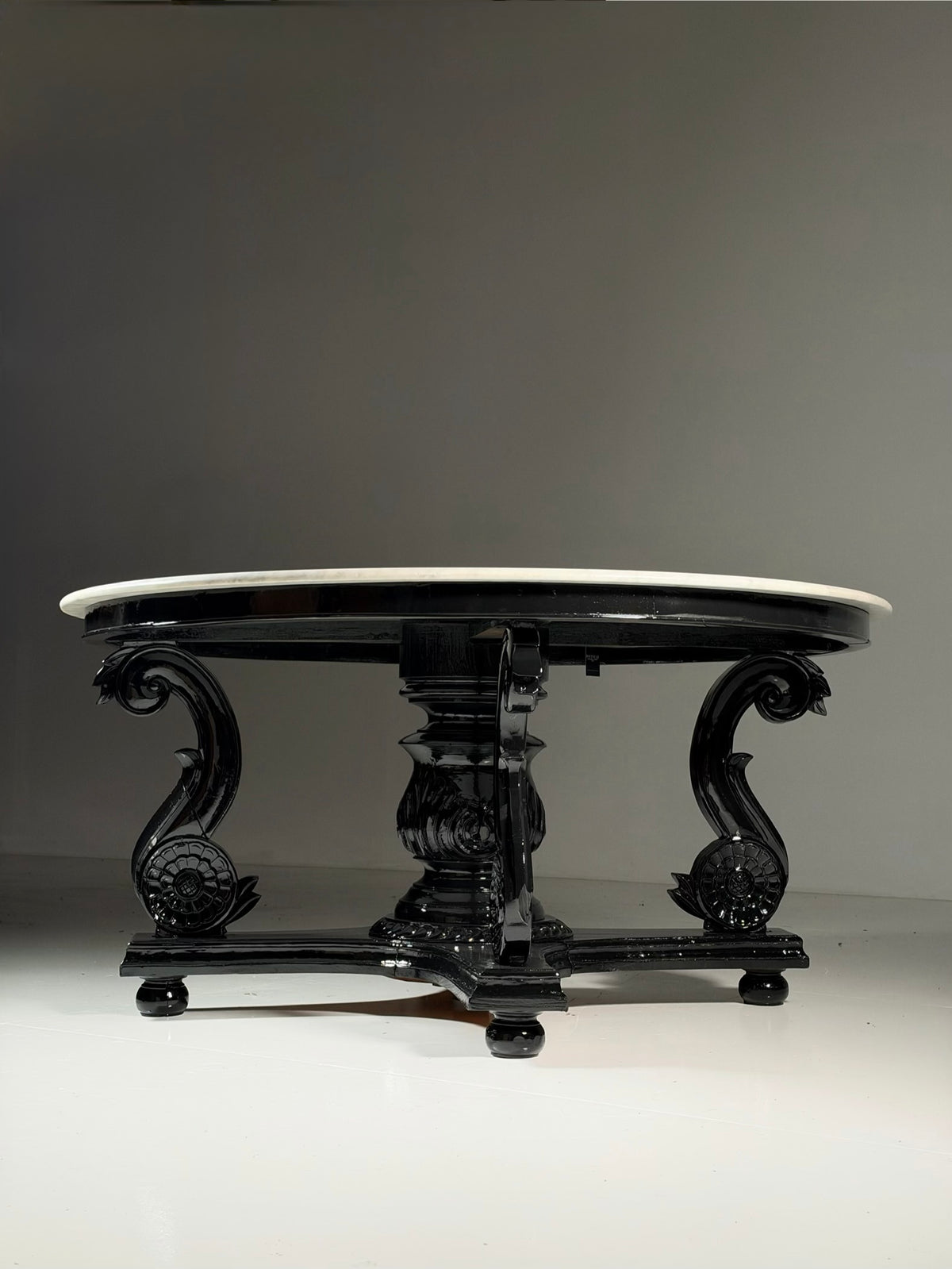 Teak centre table, 150 cm, marble
