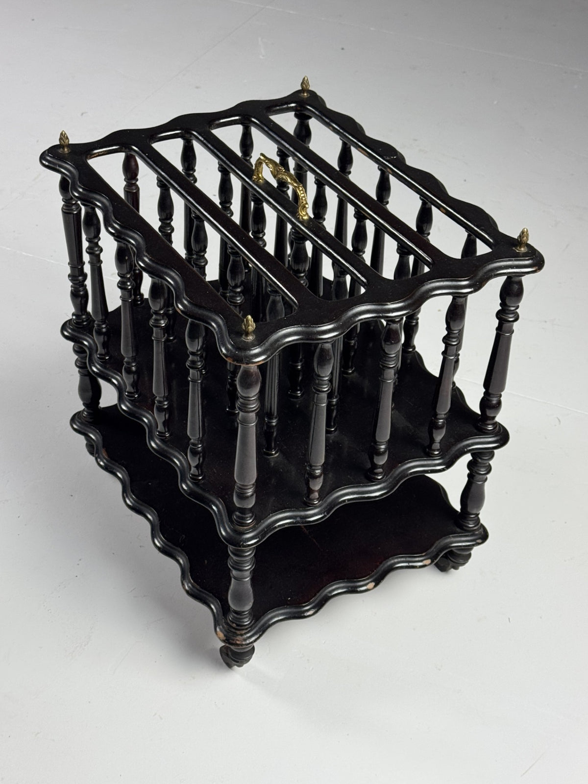 French Magazine Rack on Brass Castors, 19th Century, photo 1