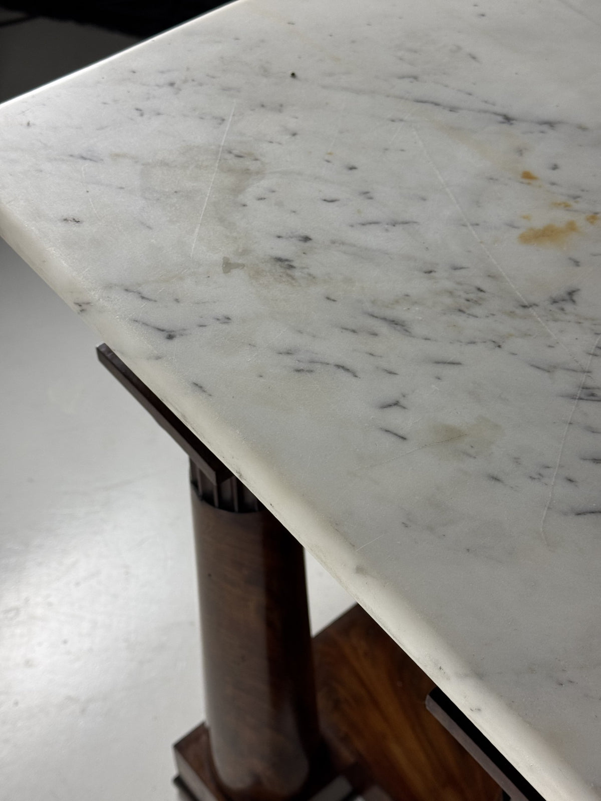 Pair of Late Empire Mahogany Console Tables with Carrara Marble, c. 1840, photo 15