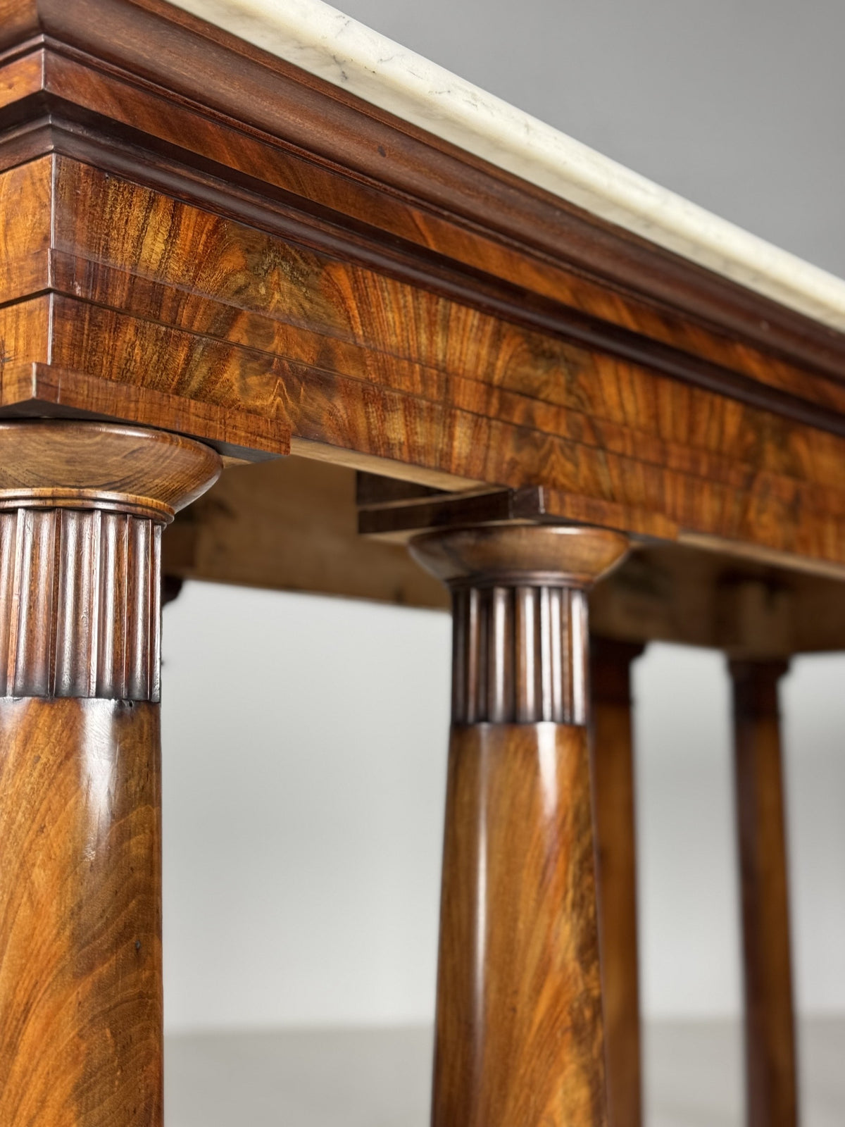 Pair of Late Empire Mahogany Console Tables with Carrara Marble, c. 1840, photo 14