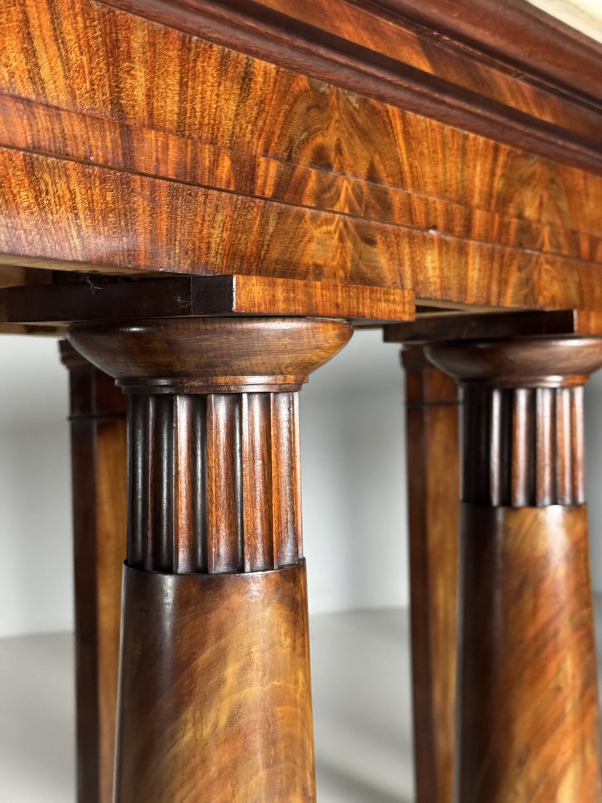 Pair of Late Empire Mahogany Console Tables with Carrara Marble, c. 1840, photo 12