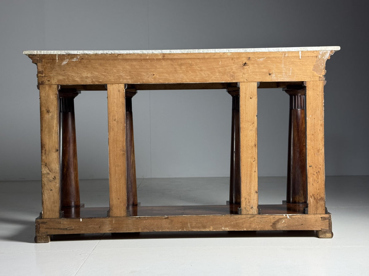 Pair of Late Empire Mahogany Console Tables with Carrara Marble, c. 1840, photo 7